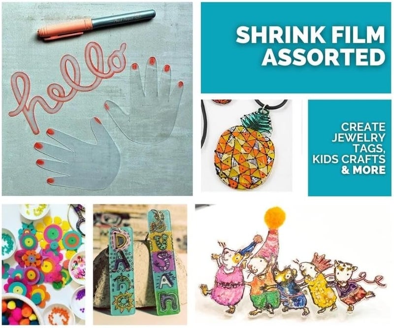 Grafix Shrink Film - Clear, Matte & White 8.5"x11" Sheets, Design Your Art and Shrink It to Create Jewelry, Embellishments, Paper Crafts, Gift Tags, Ornaments and More, Assorted 30pcs - Image 4